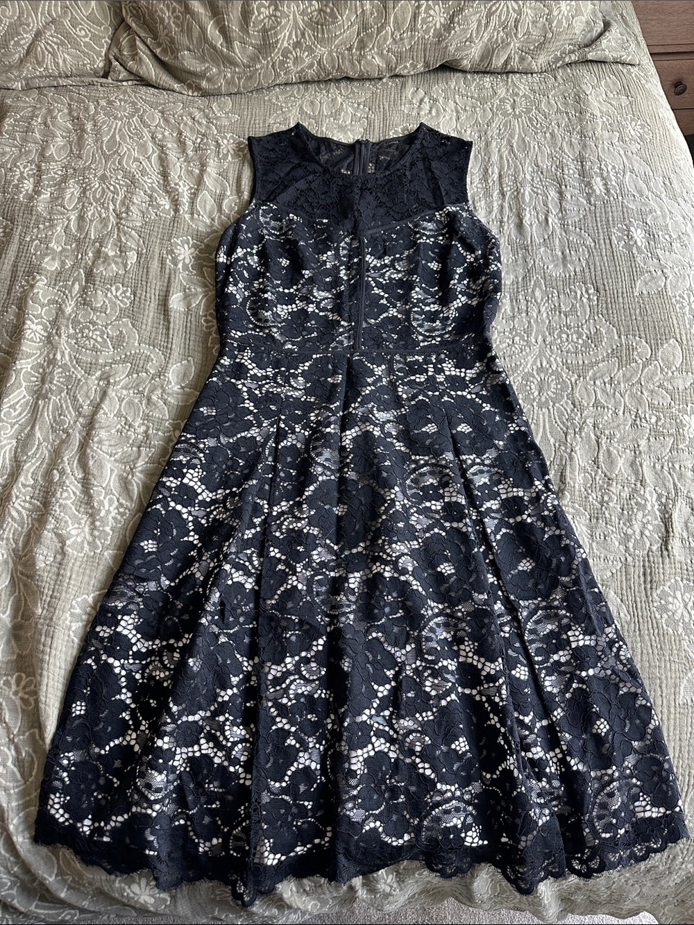 DKNY Sleeveless Navy Lace Fit-and-Flare Dress